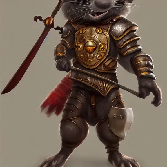 Image similar to anthropomorphic warrior mouse with armor reaching for floating crystal, RPG Portrait, trending on Artstation, Pose Study, Photorealistic, ultra detailed, award winning