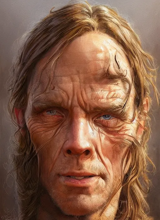 Image similar to alan trudyk as a hillbilly, head and shoulders portrait, intricate, elegant, highly detailed, centered, digital painting, artstation, concept art, smooth, sharp focus, illustration, art by artgerm and donato giancola and Joseph Christian Leyendecker