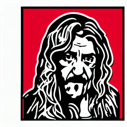 Image similar to robert plant from led zepelin singing, sticker - art, svg vector, adobe - illustrator