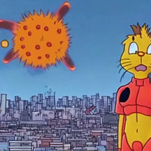 Image similar to garfield in the third impact, neon genesis evangelion, anime