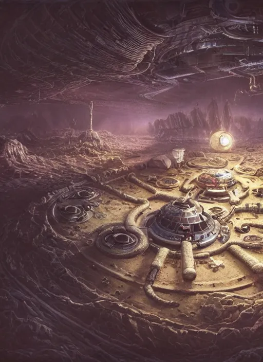 Image similar to highly detailed wide - angle of an extraterrestrial moonbase, unreal engine, nicoletta ceccoli, mark ryden, earl norem, lostfish, global illumination, detailed and intricate environment