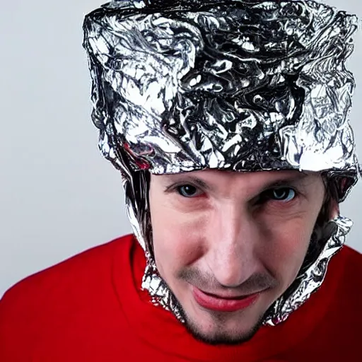 crazy man wearing a tinfoil hat, Stable Diffusion