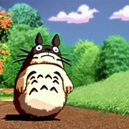 Prompt: a screenshot from the movie My Neighbour Totoro, with a guinea pig