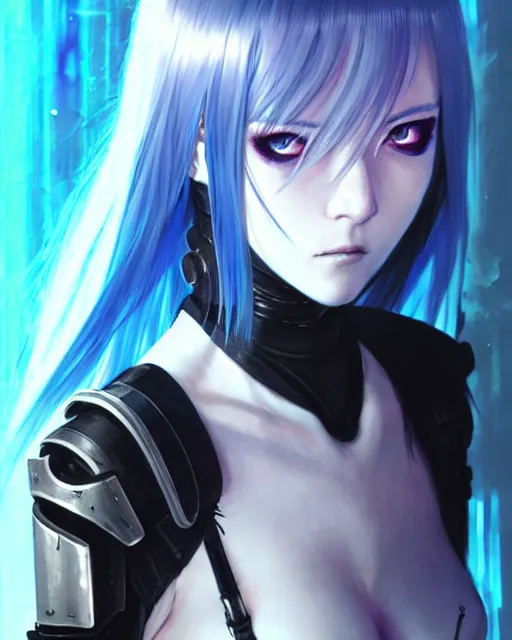 Prompt: portrait Anime goth girl in cyberpunk armor, cute-fine-face, white-hair pretty face, realistic shaded Perfect face, fine details. Anime. realistic shaded lighting by Ilya Kuvshinov katsuhiro otomo ghost-in-the-shell, magali villeneuve, artgerm, rutkowski, WLOP Jeremy Lipkin and Giuseppe Dangelico Pino and Michael Garmash and Rob Rey