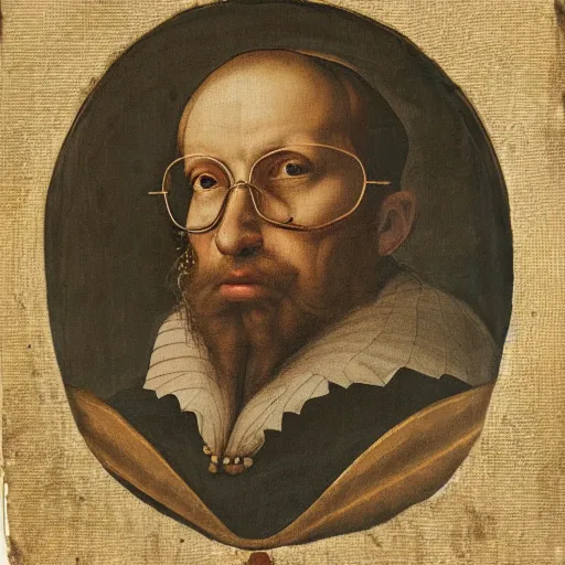 Prompt: a renaissance style portrait of an octopus teacher wearing glasses, dark background