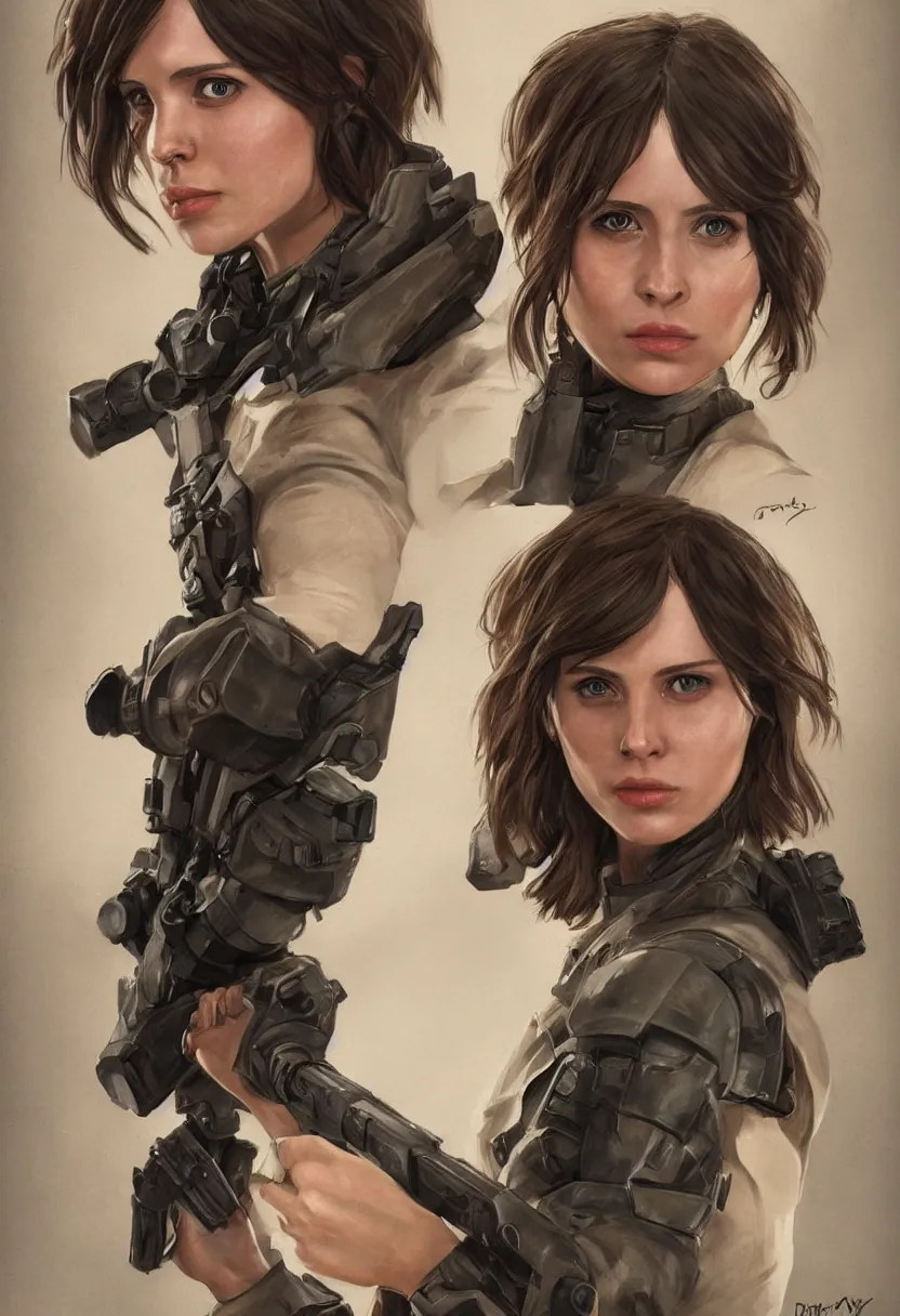 Prompt: jyn erso with military swimsuit armor, by bryan matyas, portrait, profile posing, perfect anatomy, hyper photorealistic, digital photography, artstation, concept art