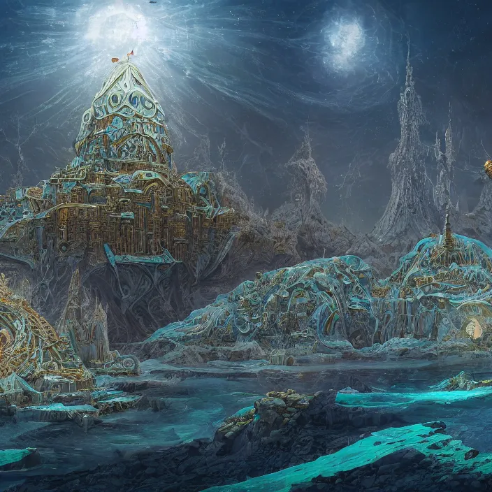 Prompt: Vernadskys Biosphere, stylized, detailed and intricate, elegant, ornate, beautiful digital painting, cinematic, cgsociety, Jama Jurabaev, H.R. Giger, Zdizslaw Beksinski, James jean, Noah Bradley, Darius Zawadzki, vivid colors and vibrant outlines, 8K HD