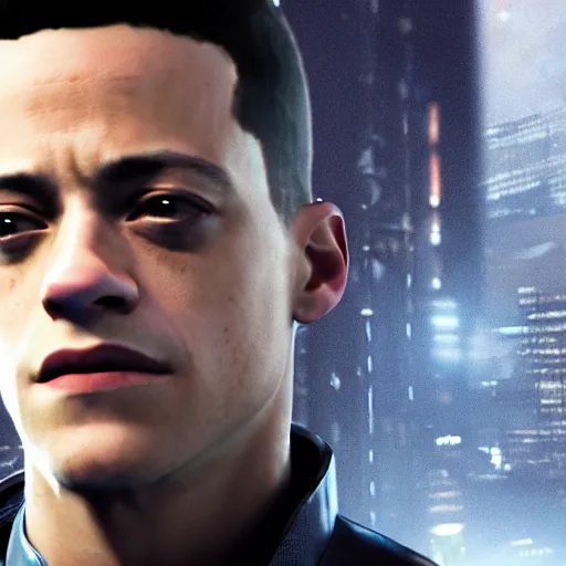 Prompt: Rami Malek in Detroit Become Human, 4k screenshot