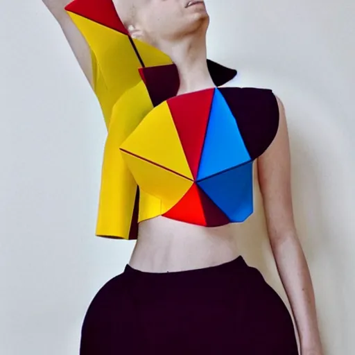 Image similar to geometric colorful smooth shapes rendered as a fashion photo