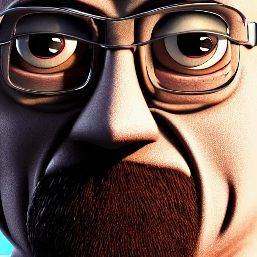 Image similar to Walter White as Gru in Despicable Me, artistic, 8k, cinematic, accurate, symetric, face, dramatic lighting, pastel colours, hdr