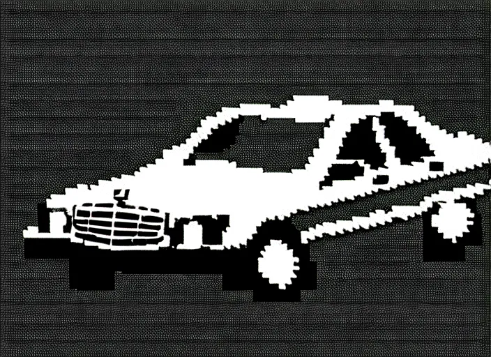 Image similar to burning wrecked mercedes 1 2 4, pixelart, monochrome gameboy, award winning. dramatic. trending on artstation, low resolution sync