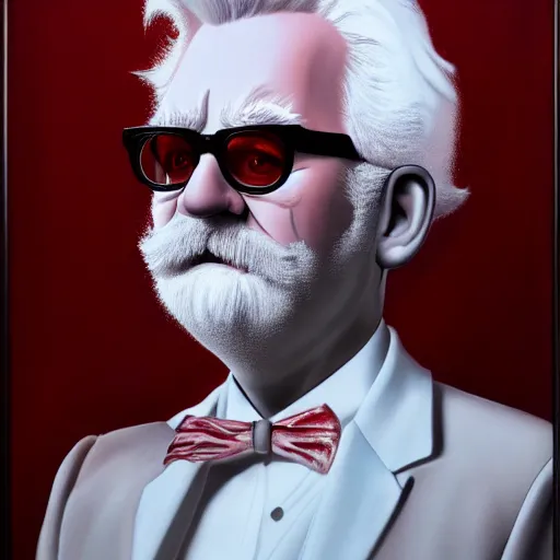 Image similar to colonel sanders, portrait, hyperrealistic, hyperdetailed, horror, 8 k