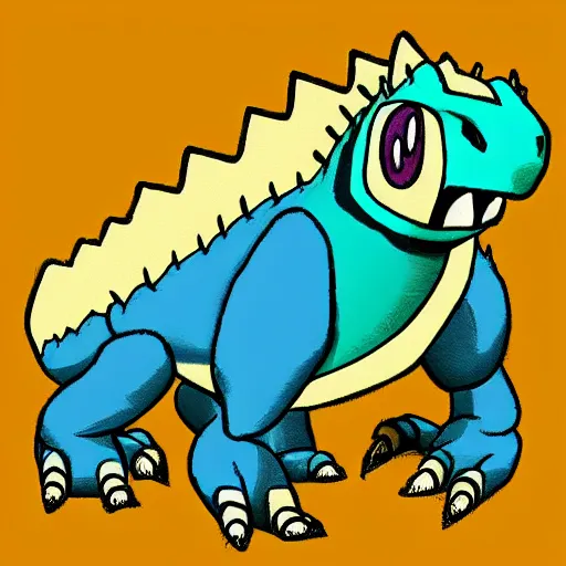 Prompt: cute iguanodon, digital art in the style of ken sugimori