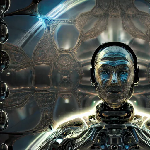 Prompt: love, joy, realistic textured magnetosphere humanoids, complex cybernetic glowing vortexes, large array, ornate, cinematic light shadows, hdr refractions, insanely detailed rendering, cybernetic civilisations, 8 k, *