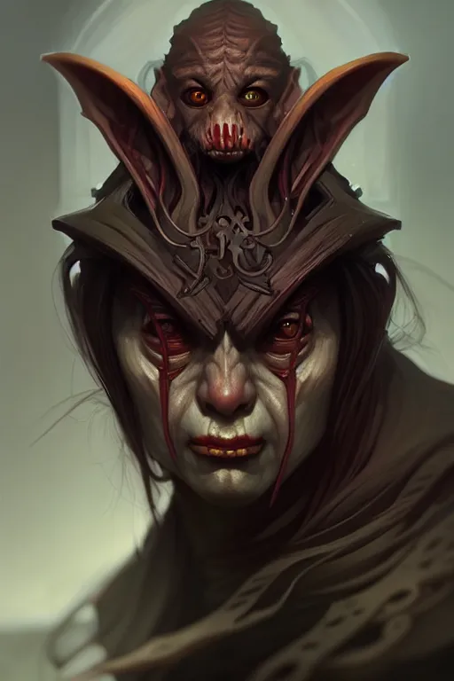 Prompt: beautiful goblin assassin portrait, highly detailed, digital painting, artstation, sharp focus, illustration, art by tan zi and ayanamikodon and alphonse mucha and wlop