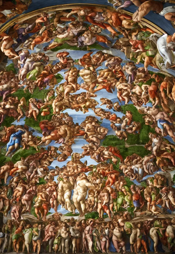 Image similar to a sistine chapel made of vegetables, 8 k, artstation, highdetailed