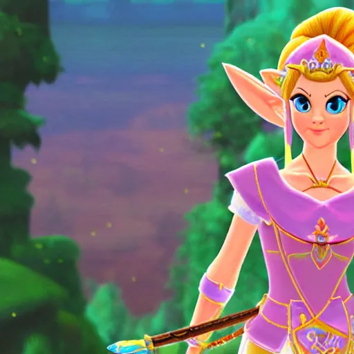 Image similar to princess zelda mixed with princess peach