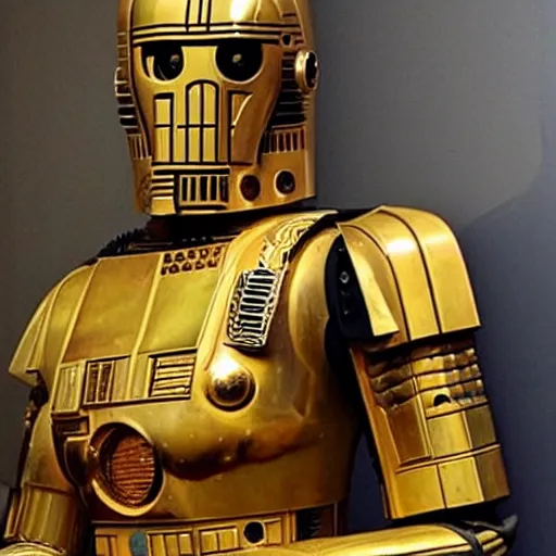 Prompt: c - 3 p 0 turned into a human, no longer a robot, has human skin, full body