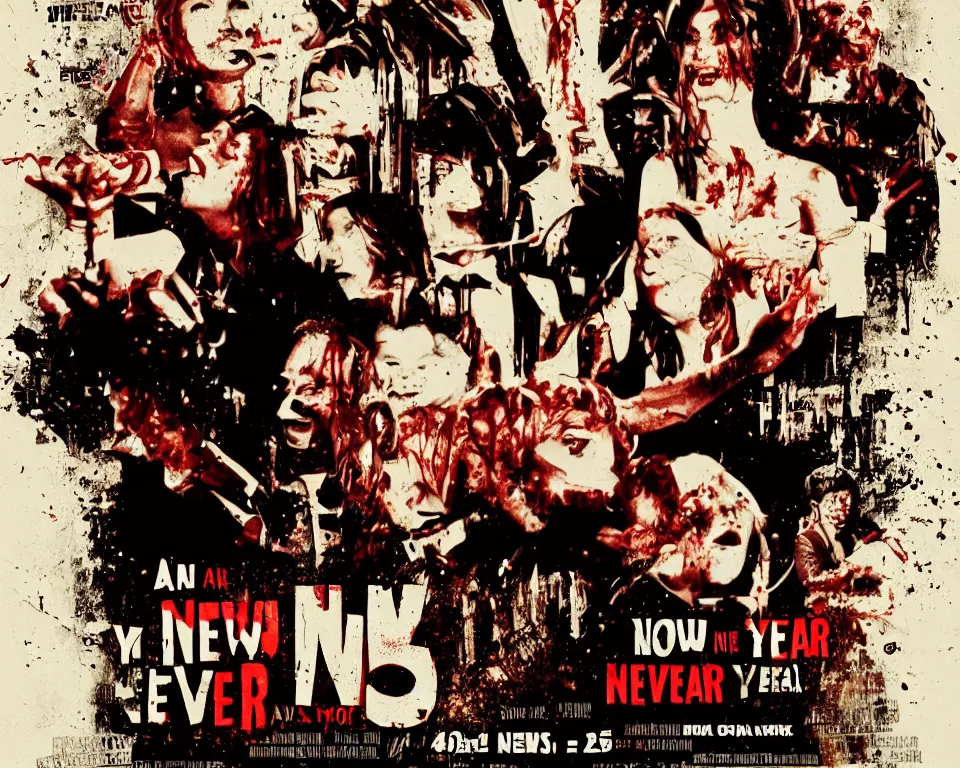 Image similar to a horror movie poster about new years eve