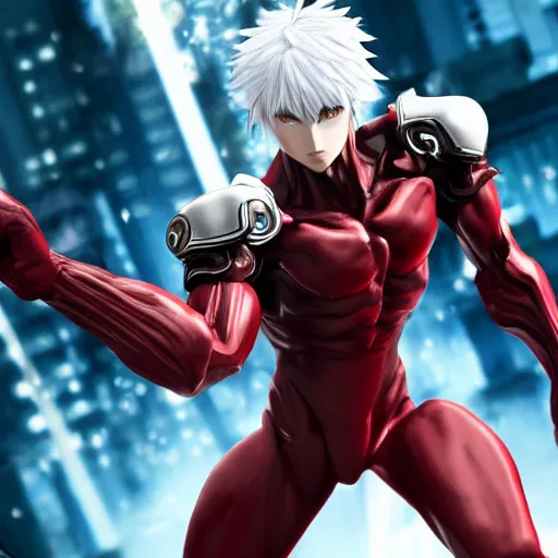 Prompt: boros from one punch man series as raiden from metal gear rising revengeance