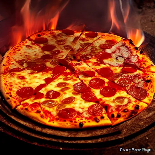 Prompt: burning pizza by Pierre-Yves Riveau
