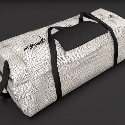 Image similar to a duffle bag piling out with diamonds, 3D render, studio lighting