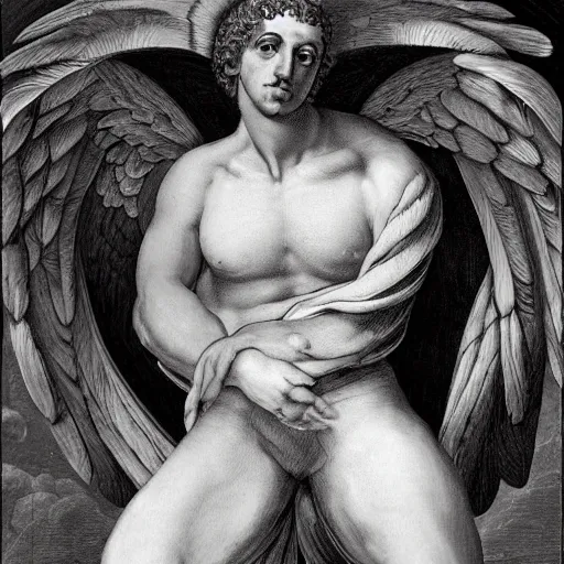 Prompt: portrait of icarus by carvaggio