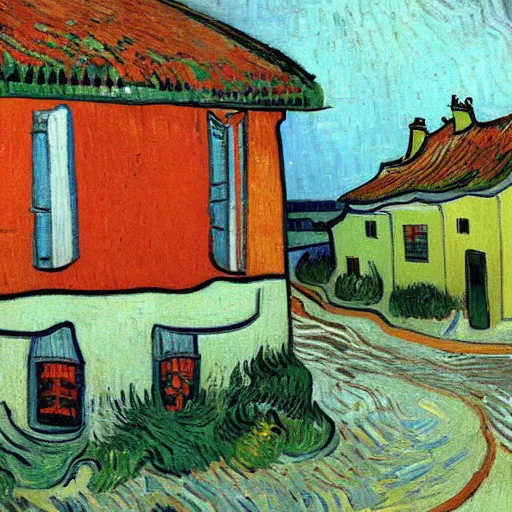 Image similar to nice comfy house painted by van gogh