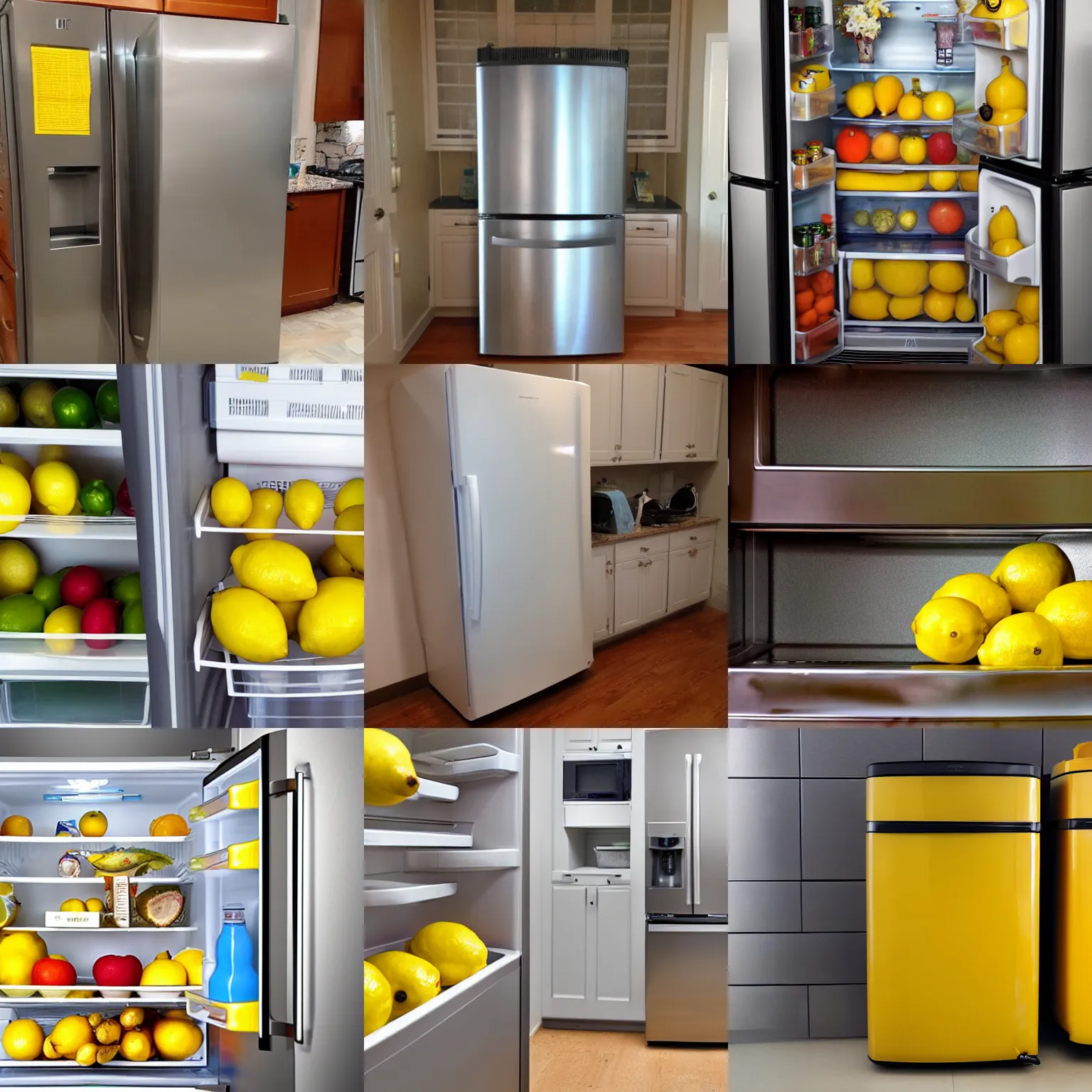 Prompt: refrigerator consisting of lemons