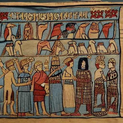 Prompt: bayeux tapestry illustration of a linkedin profile