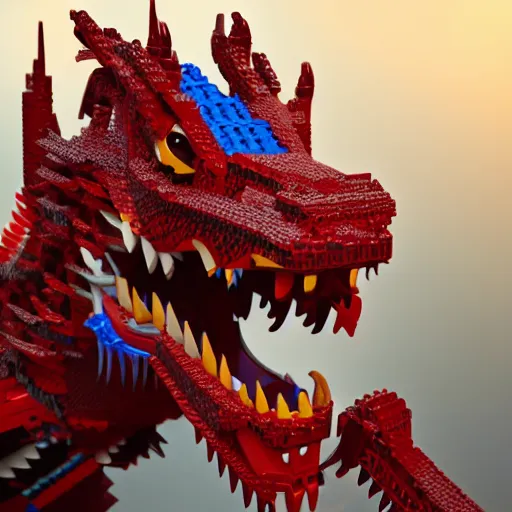 Prompt: A chinese dragon made of legos, octane render, zbrush, trending on artstation, 4k