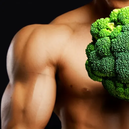 Image similar to portrait of a lean muscular human male made of broccoli florets