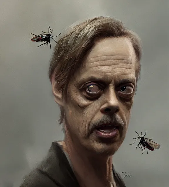 Prompt: steve buscemi morphing into an insect, digital art by greg rutkowski