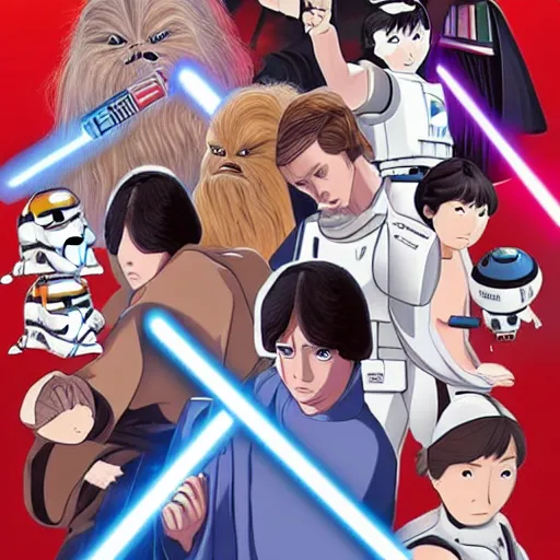 Prompt: Star Wars in Japan anime style