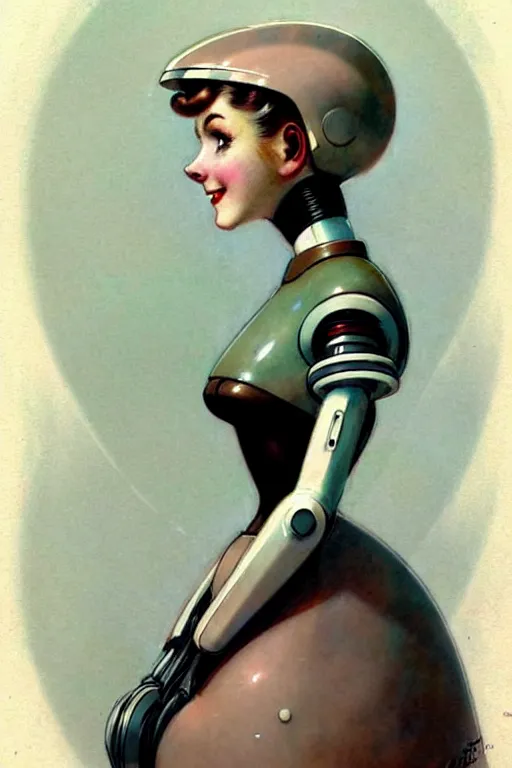 Image similar to ( ( ( ( ( 1 9 5 0 s retro future robot android maid. muted colors. ) ) ) ) ) by jean - baptiste monge!!!!!!!!!!!!!!!!!!!!!!!!!!!!!!