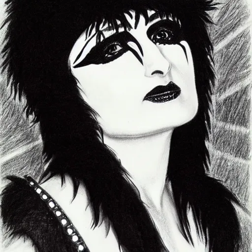 Prompt: a highly detailed pencil drawing of Siouxsie Sioux