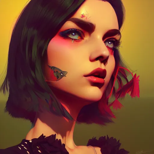 Image similar to a portrait of a beautiful punkrock gypsy, art by ilya kuvshinov and wlop and artgerm and josan gonzalez, digital art, highly detailed, intricate, sharp focus, trending on artstation hq, deviantart, pinterest, unreal engine 5, 4 k uhd image