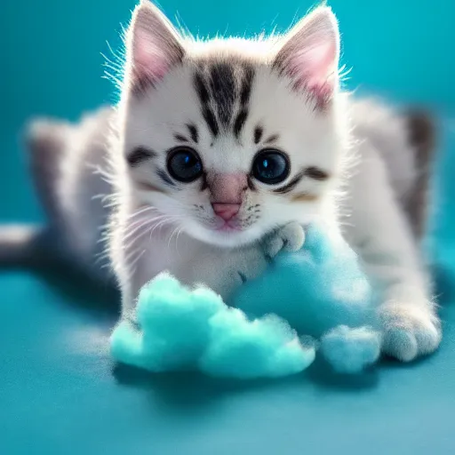 Prompt: photo of a kitten made out of cotton candy, 4k
