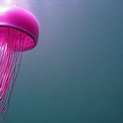 Prompt: pink jellyfish hits Bob with a metal sieve