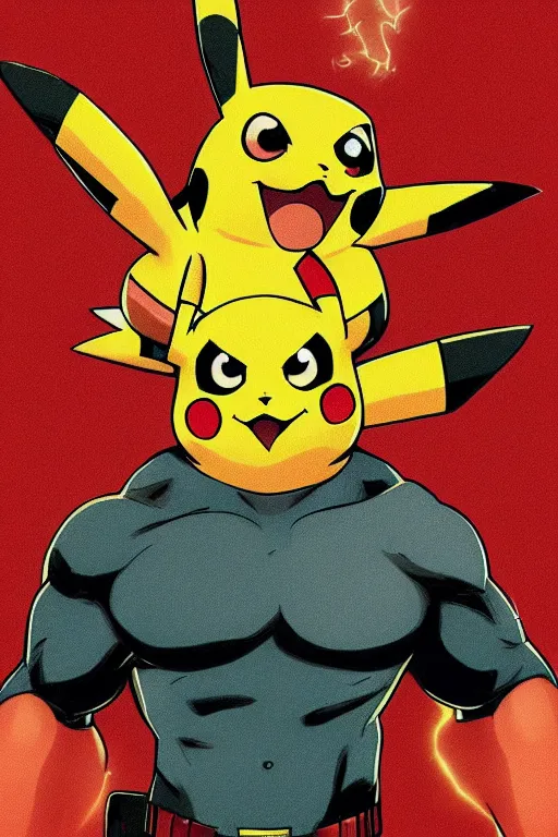 Image similar to Breathtaking comic book style of Pikachu and Dwayne Johnson fusion, high quality, 8k, very detailed