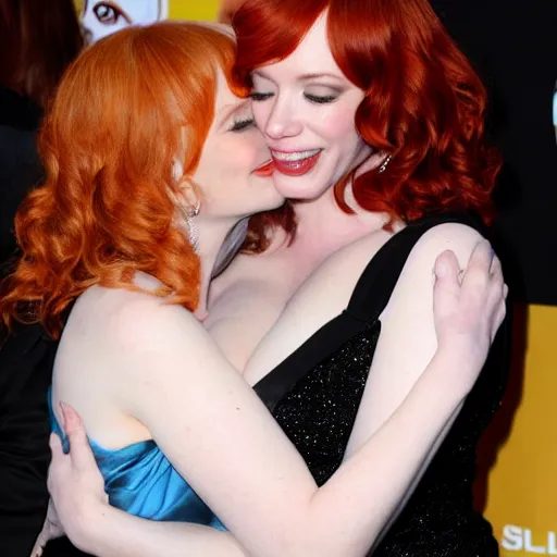 Image similar to christina hendricks hugging,