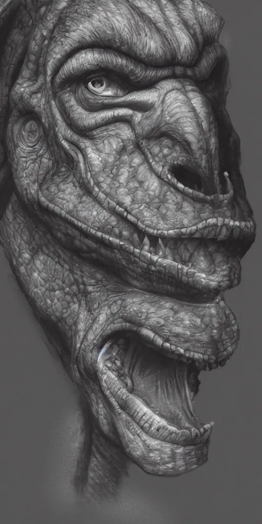 Image similar to han solo exposed to radiation and became dinosaur. realism art, high detailed, fine art, trending on artstation, smooth draw, sharp focus.