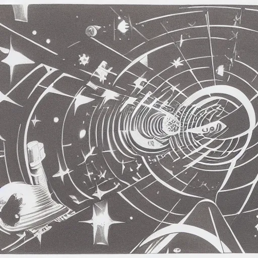 Prompt: Liminal space in outer space by M.C. Escher