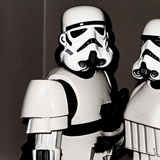 Image similar to walter white kissing a stormtrooper 1980 photo