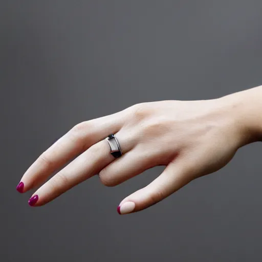 Image similar to a normal female hand with a five-finger ring and a joint between the middle and index fingers