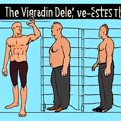 Image similar to the virgin dall - e user vs the chad stable diffusion enjoyer