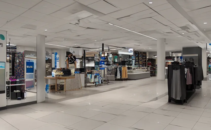 Prompt: retail interior design for a telecom, clean minimalistic canon ts - e 2 4 mm f / 3. 5 l ii ultra - wide tilt - shift lens