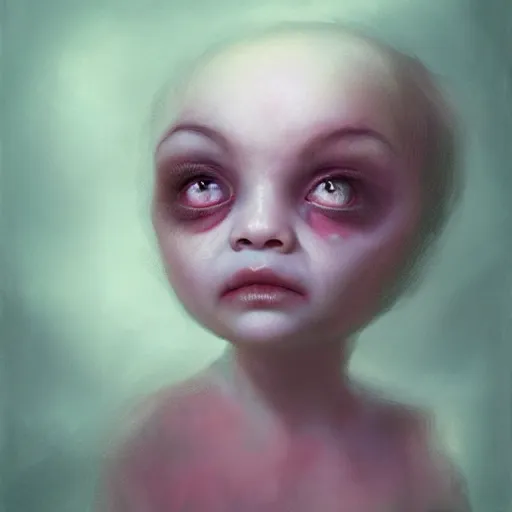 Prompt: happy and cute face of baby monster made by nebula space, face only, model shot, big eyes, pencil drawing, pastel, smooth, soft lights, magic by marc simonetti
