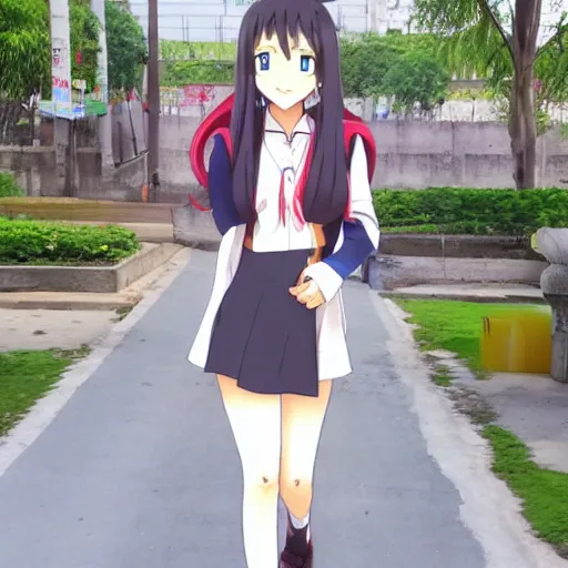 Image similar to anime girl walking in noida