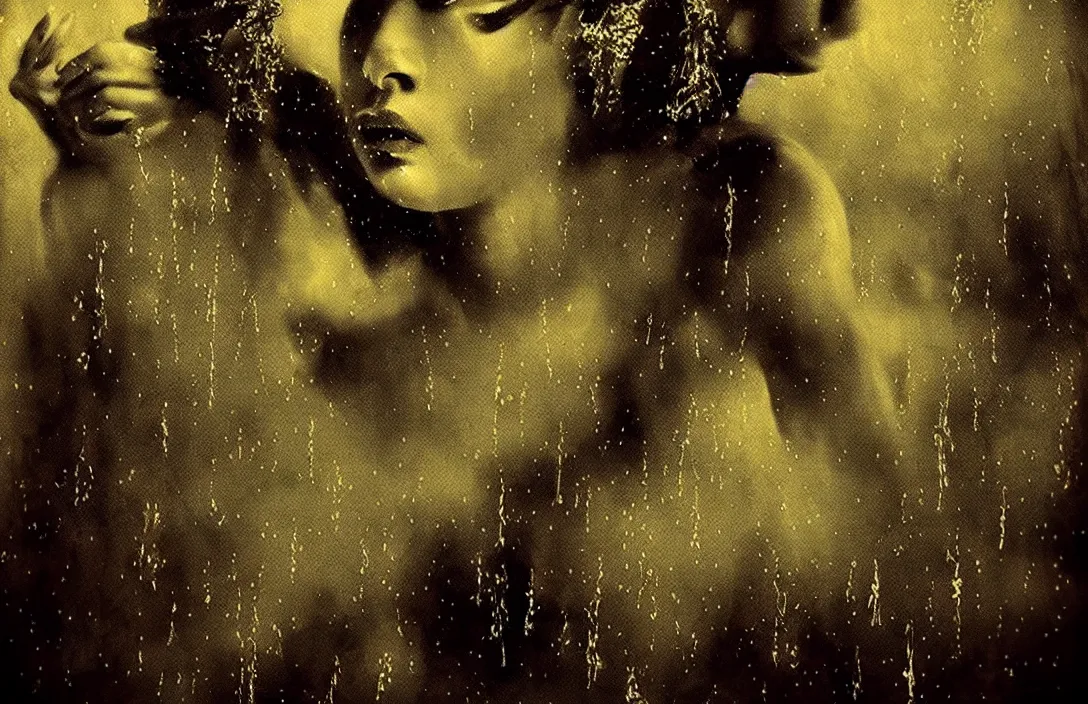 Image similar to embellishments a complex composition with many moving parts. calm rainy coffee gnarly stars lingering above virtuoso painting intact flawless ambrotype from 4 k criterion collection remastered cinematography gory horror film, ominous lighting, evil theme wow photo realistic postprocessing deluge myth artwork by ito jakuchu